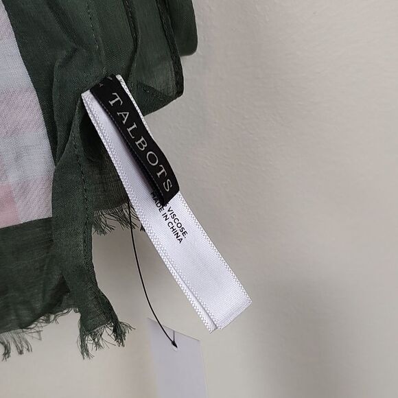 Talbot's Pink Check Floral Oblong Scarf Wrap NWT - Picture 2 of 10